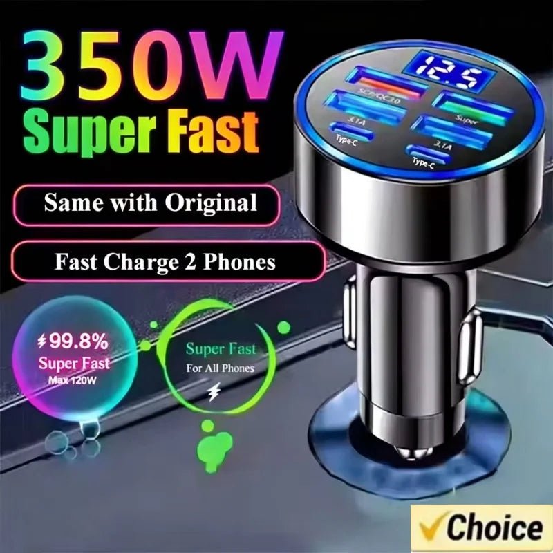 350W Car Charger USB PD QC3.0 USB C Car Phone Charger Type C Adapter for iPhone Samsung Huawei Xiaomi Quick Charge ﻿ - SmartBox Pro