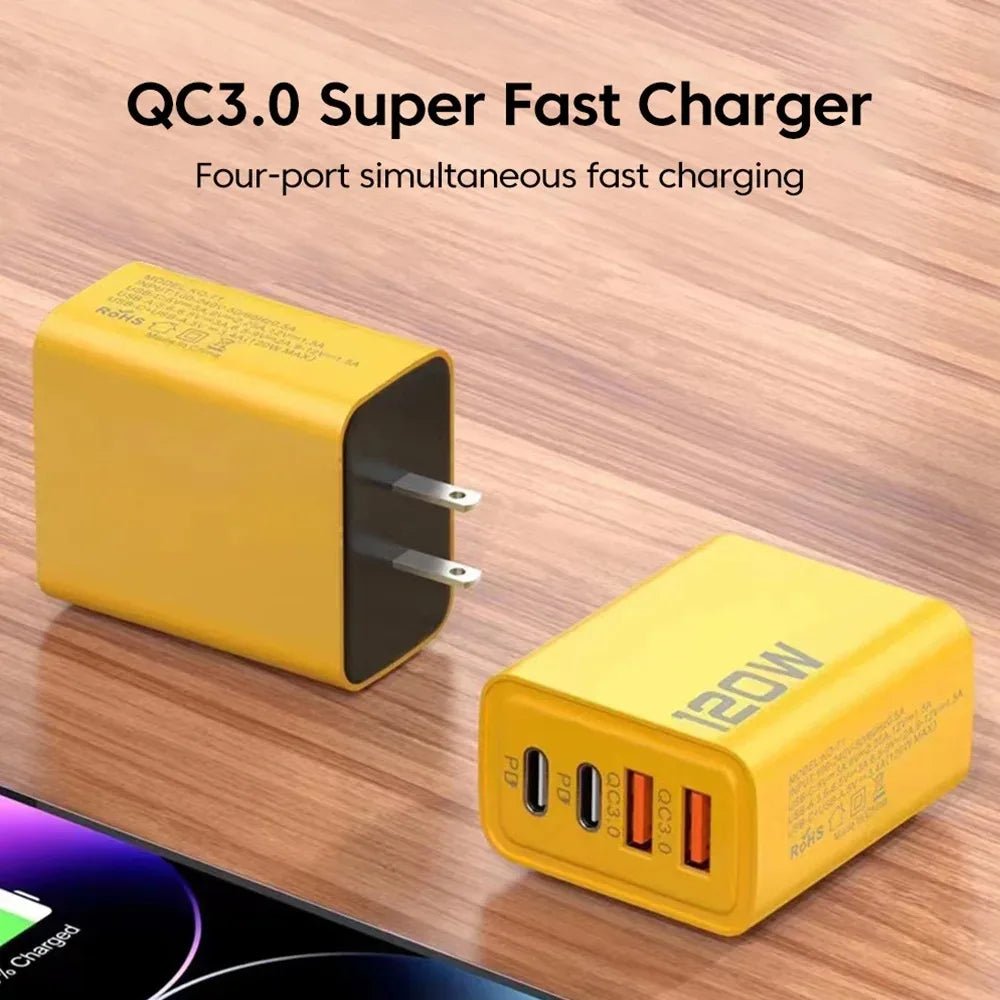 4 Ports USB C PD Charger Quick Charge 3.0 Type C USB Phone Chargers Fast Charging Adapter For iPhone 16 15 Samsung Xiaomi Huawei - SmartBox Pro