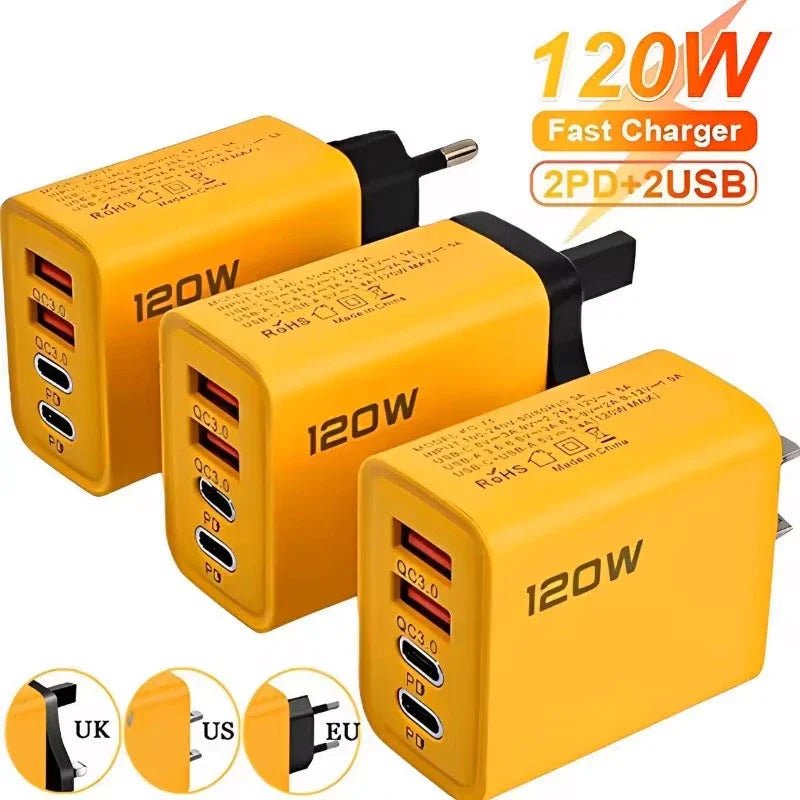 4 Ports USB C PD Charger Quick Charge 3.0 Type C USB Phone Chargers Fast Charging Adapter For iPhone 16 15 Samsung Xiaomi Huawei - SmartBox Pro